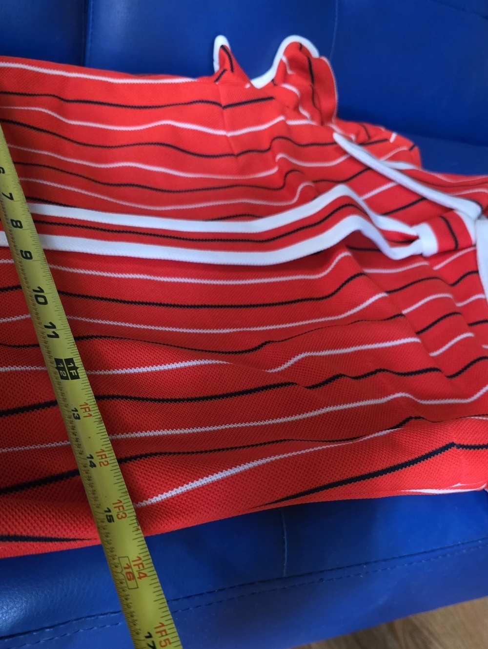 1960's Mod Red Striped Shift Dress with White Trim Tie - Picture 7 of 9